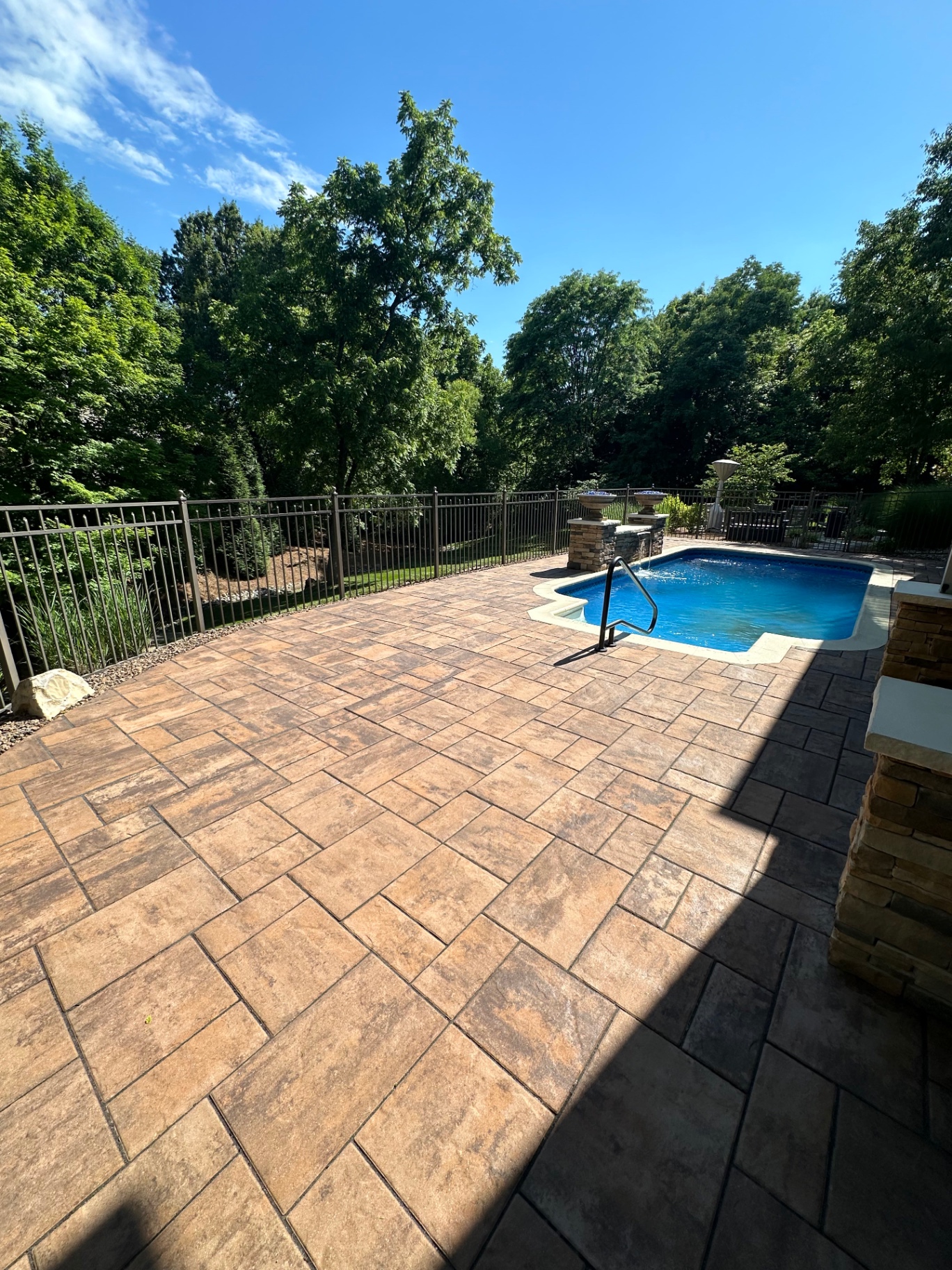 After paver pool deck cleaning, sand, and seal in Northern Kentucky